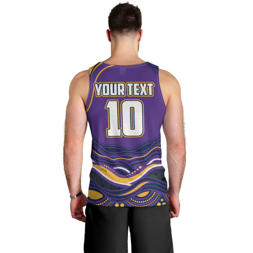 Personalized Gold Coast Titans Men Tank Top Aboriginal Dot Art - Dreamtime Rugby Mascot