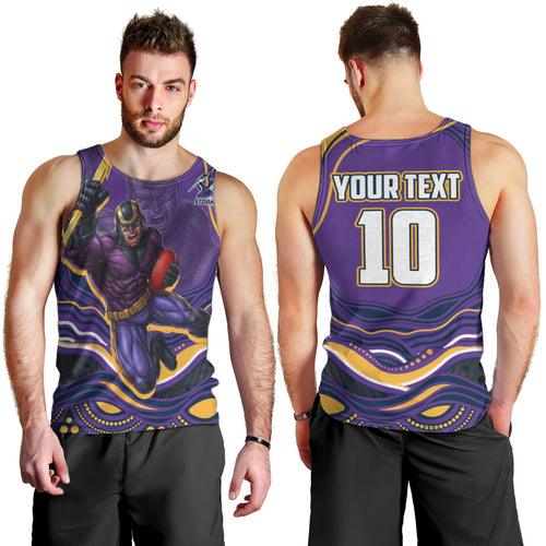 Personalized Gold Coast Titans Men Tank Top Aboriginal Dot Art - Dreamtime Rugby Mascot