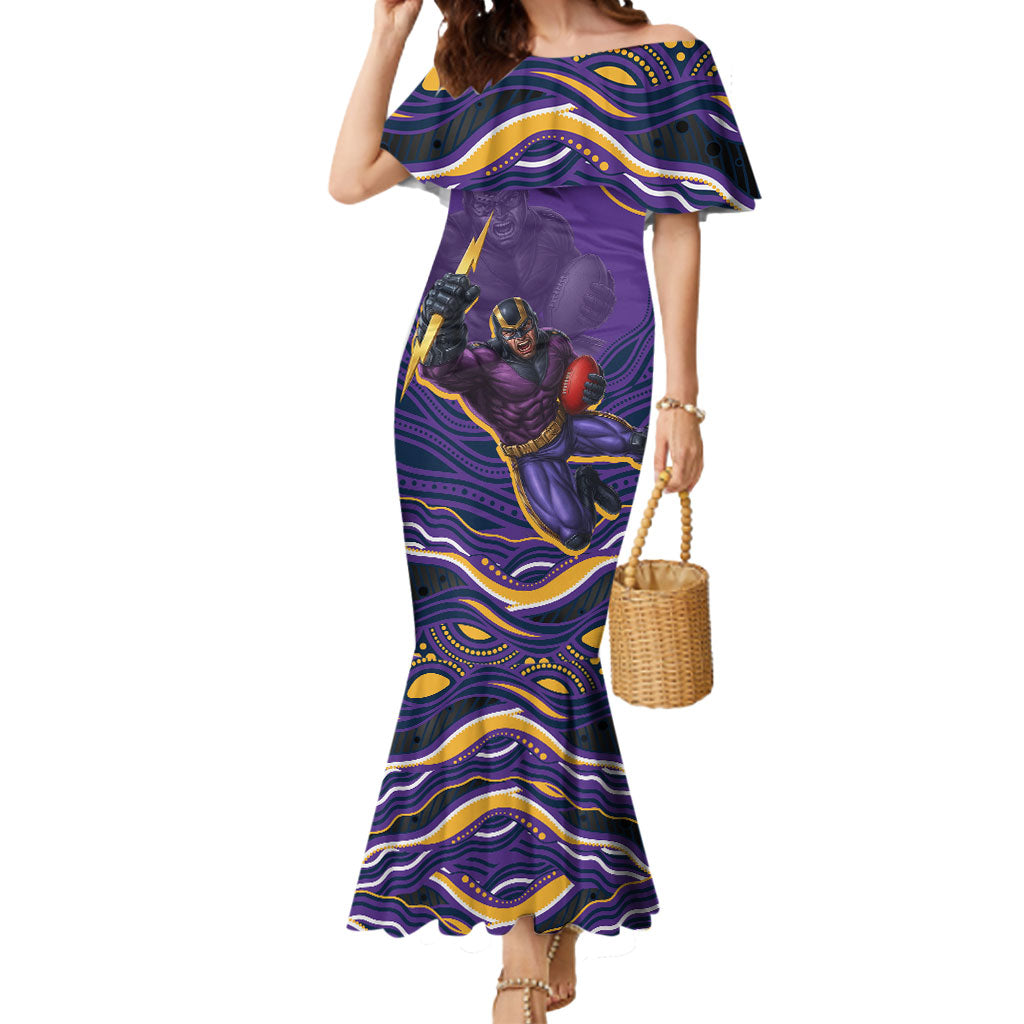 Personalized Gold Coast Titans Mermaid Dress Aboriginal Dot Art - Dreamtime Rugby Mascot