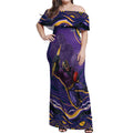Personalized Gold Coast Titans Off Shoulder Maxi Dress Aboriginal Dot Art - Dreamtime Rugby Mascot
