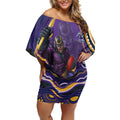 Personalized Gold Coast Titans Off Shoulder Short Dress Aboriginal Dot Art - Dreamtime Rugby Mascot