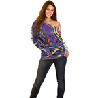 Personalized Gold Coast Titans Off Shoulder Sweater Aboriginal Dot Art - Dreamtime Rugby Mascot