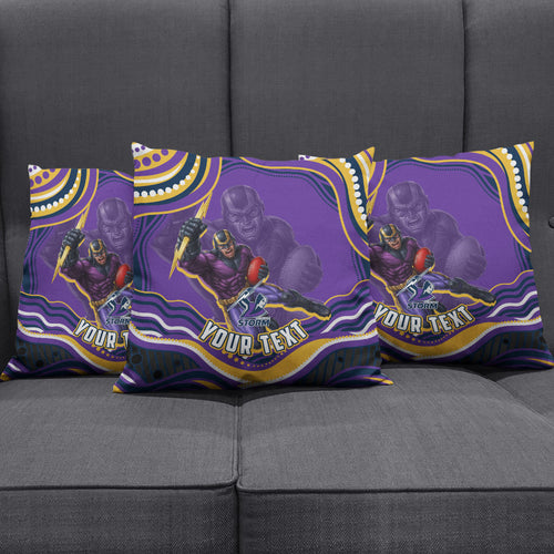 Personalized Gold Coast Titans Pillow Cover Aboriginal Dot Art - Dreamtime Rugby Mascot