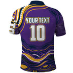 Personalized Gold Coast Titans Polo Shirt Aboriginal Dot Art - Dreamtime Rugby Mascot