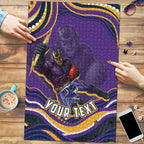 Personalized Gold Coast Titans Puzzle Aboriginal Dot Art - Dreamtime Rugby Mascot
