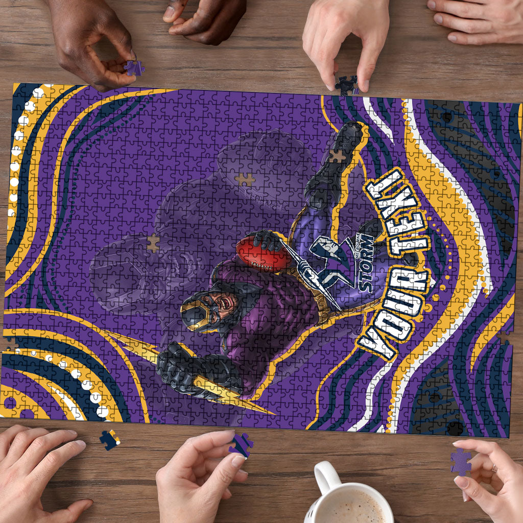 Personalized Gold Coast Titans Puzzle Aboriginal Dot Art - Dreamtime Rugby Mascot