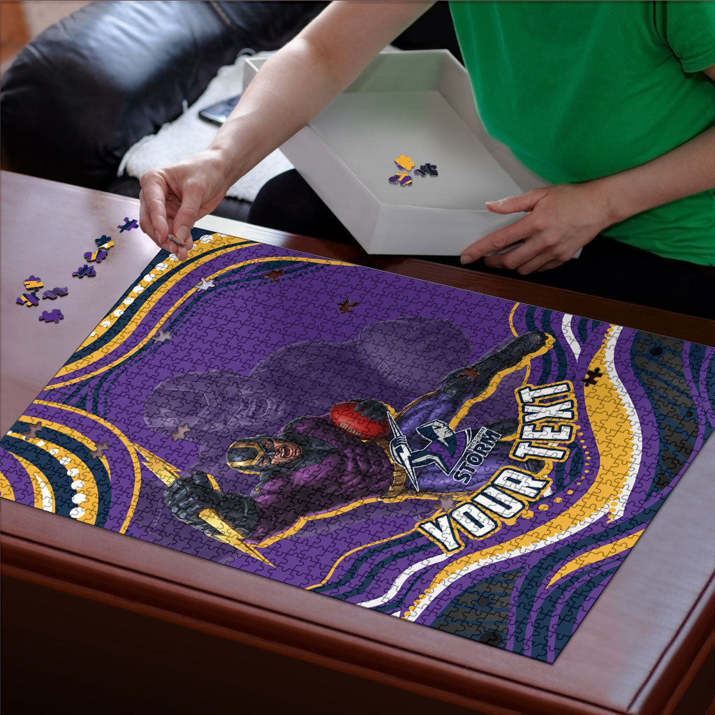 Personalized Gold Coast Titans Puzzle Aboriginal Dot Art - Dreamtime Rugby Mascot