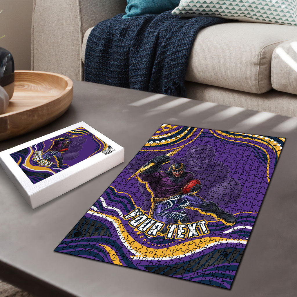 Personalized Gold Coast Titans Puzzle Aboriginal Dot Art - Dreamtime Rugby Mascot