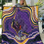 Personalized Gold Coast Titans Quilt Aboriginal Dot Art - Dreamtime Rugby Mascot