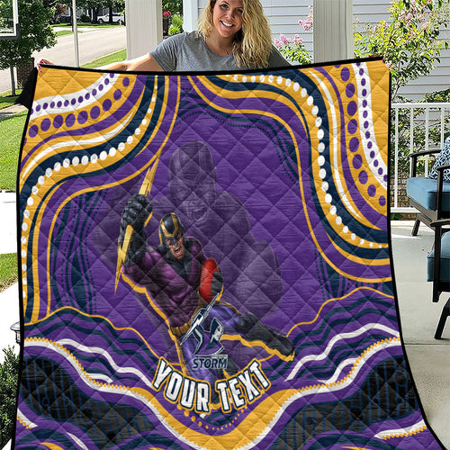 Personalized Gold Coast Titans Quilt Aboriginal Dot Art - Dreamtime Rugby Mascot