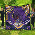 Personalized Gold Coast Titans Quilt Aboriginal Dot Art - Dreamtime Rugby Mascot