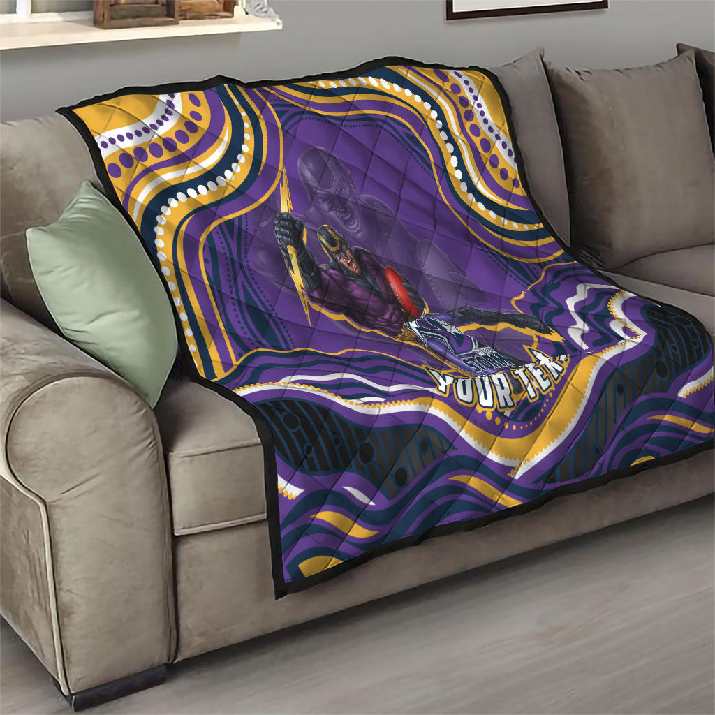 Personalized Gold Coast Titans Quilt Aboriginal Dot Art - Dreamtime Rugby Mascot