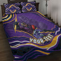 Personalized Gold Coast Titans Quilt Bed Set Aboriginal Dot Art - Dreamtime Rugby Mascot