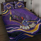 Personalized Gold Coast Titans Quilt Bed Set Aboriginal Dot Art - Dreamtime Rugby Mascot