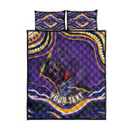 Personalized Gold Coast Titans Quilt Bed Set Aboriginal Dot Art - Dreamtime Rugby Mascot