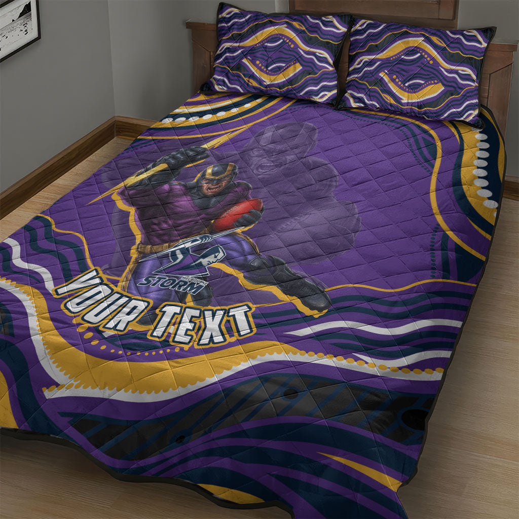 Personalized Gold Coast Titans Quilt Bed Set Aboriginal Dot Art - Dreamtime Rugby Mascot