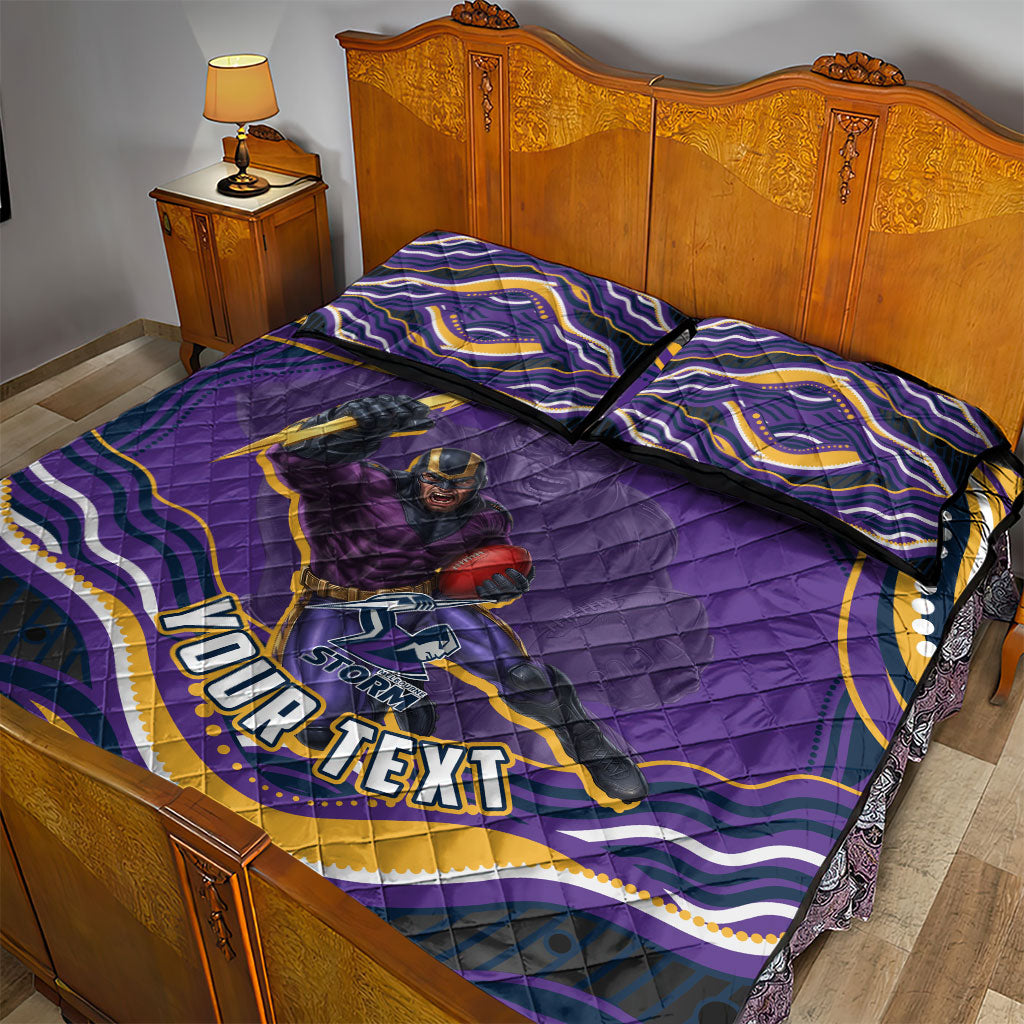 Personalized Gold Coast Titans Quilt Bed Set Aboriginal Dot Art - Dreamtime Rugby Mascot