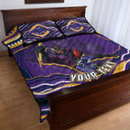 Personalized Gold Coast Titans Quilt Bed Set Aboriginal Dot Art - Dreamtime Rugby Mascot