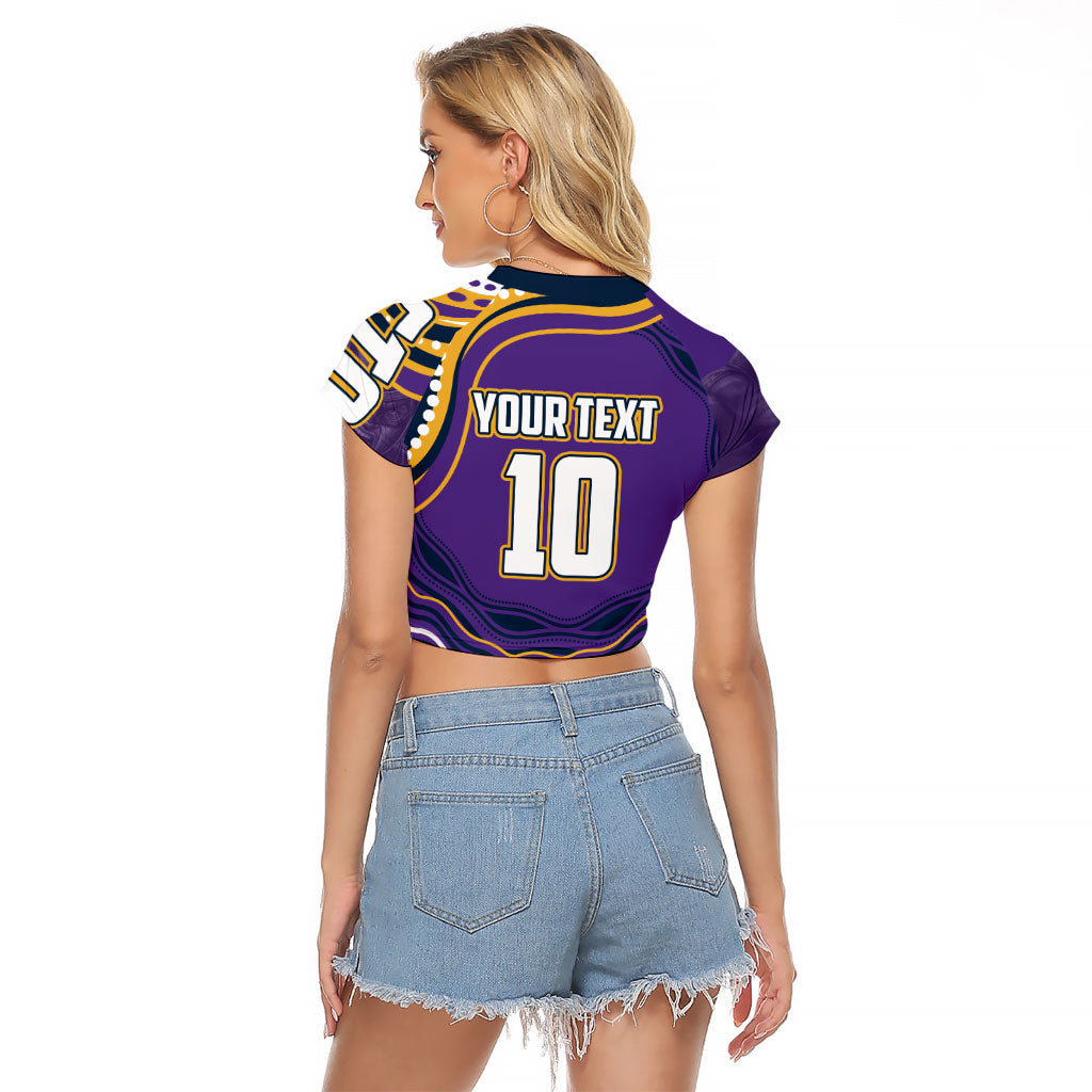 Personalized Gold Coast Titans Raglan Cropped T Shirt Aboriginal Dot Art - Dreamtime Rugby Mascot