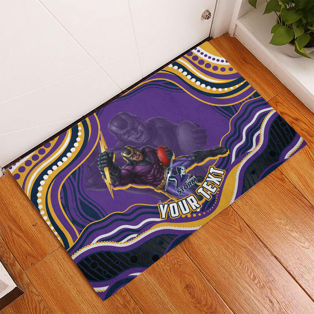 Personalized Gold Coast Titans Rubber Doormat Aboriginal Dot Art - Dreamtime Rugby Mascot