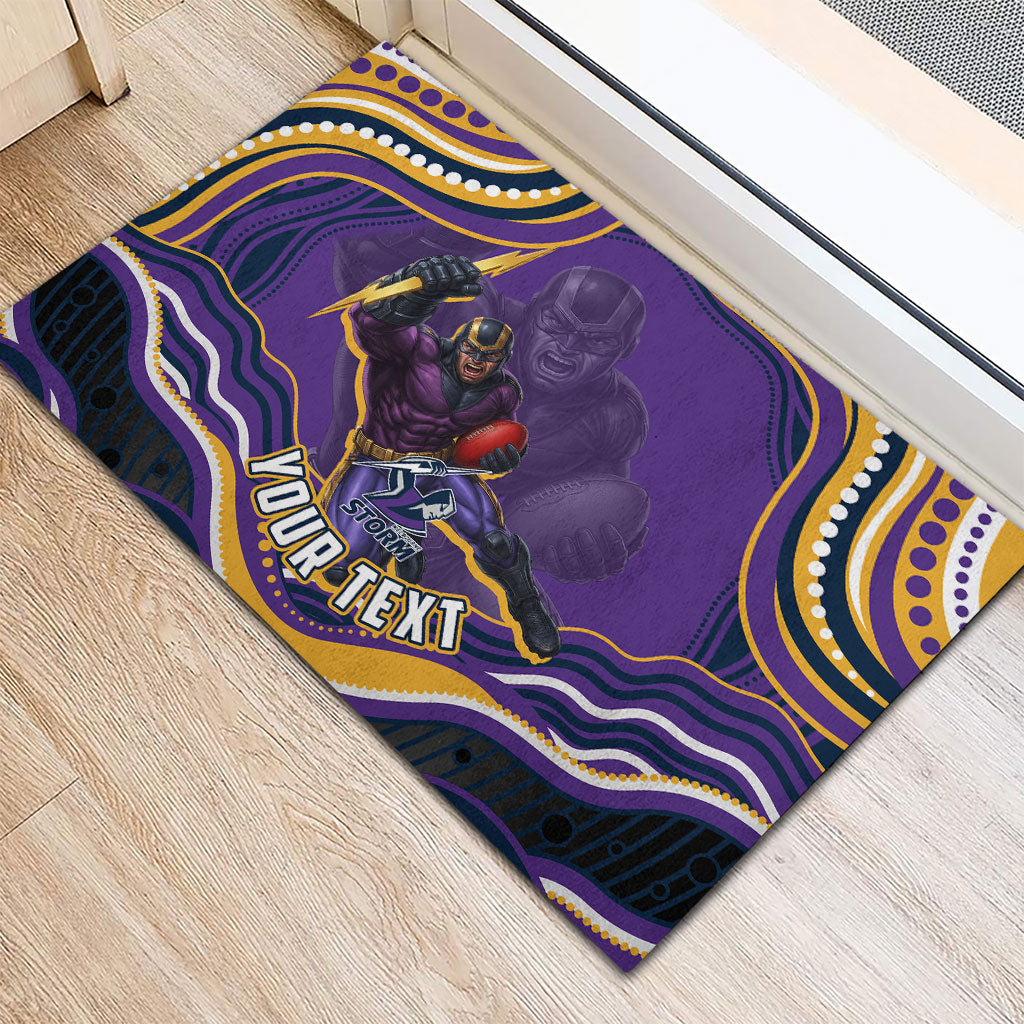 Personalized Gold Coast Titans Rubber Doormat Aboriginal Dot Art - Dreamtime Rugby Mascot