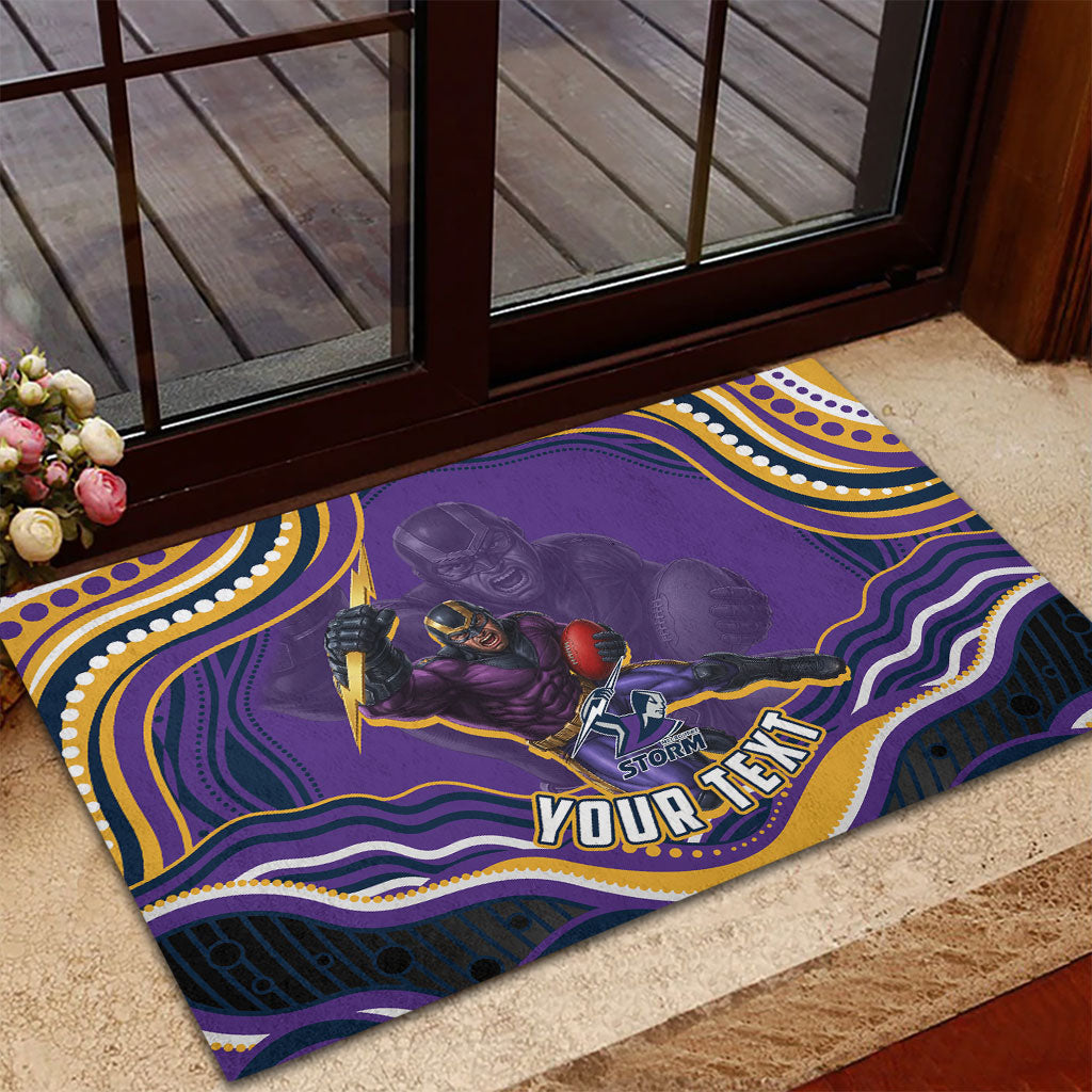 Personalized Gold Coast Titans Rubber Doormat Aboriginal Dot Art - Dreamtime Rugby Mascot