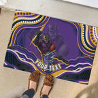 Personalized Gold Coast Titans Rubber Doormat Aboriginal Dot Art - Dreamtime Rugby Mascot