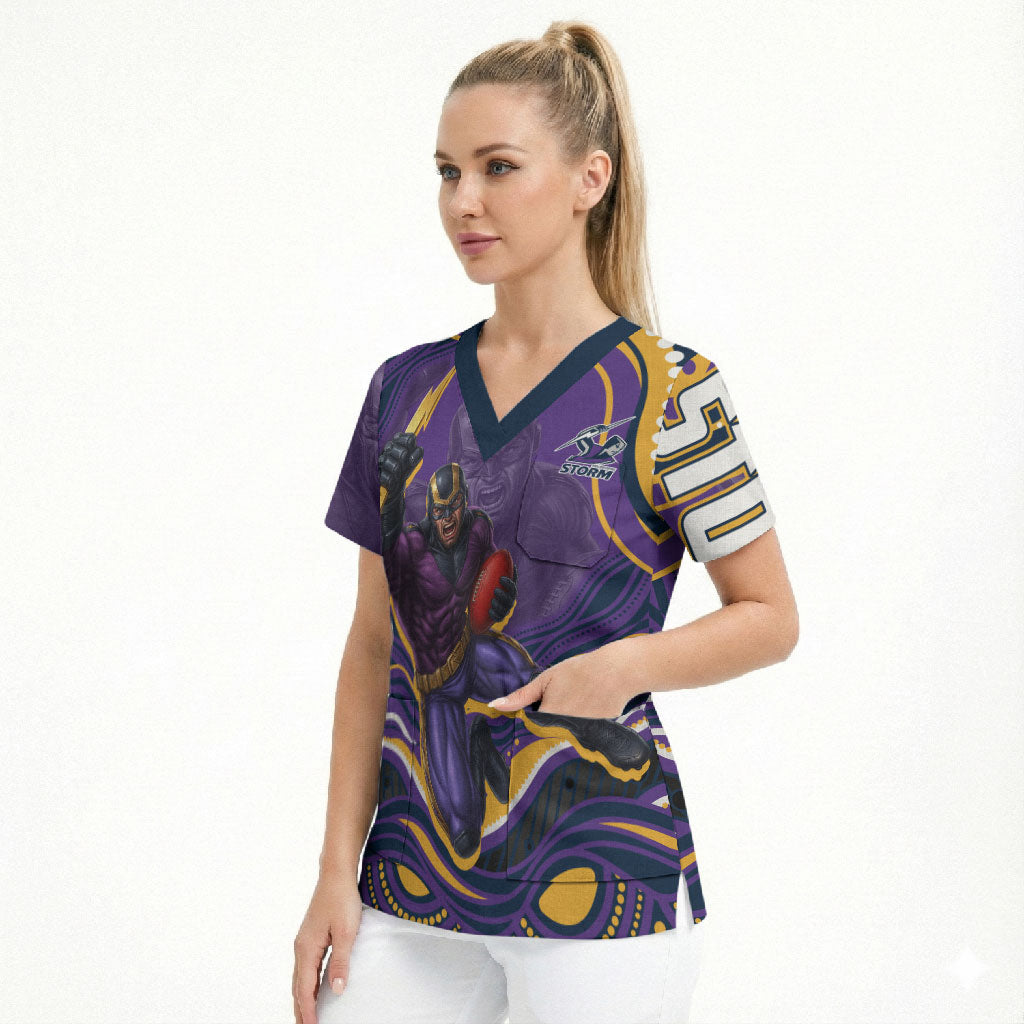 Personalized Gold Coast Titans Scrub Top Aboriginal Dot Art - Dreamtime Rugby Mascot