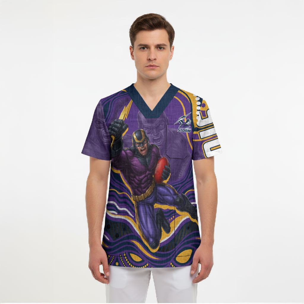 Personalized Gold Coast Titans Scrub Top Aboriginal Dot Art - Dreamtime Rugby Mascot