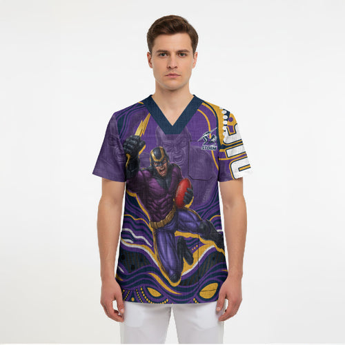 Personalized Gold Coast Titans Scrub Top Aboriginal Dot Art - Dreamtime Rugby Mascot