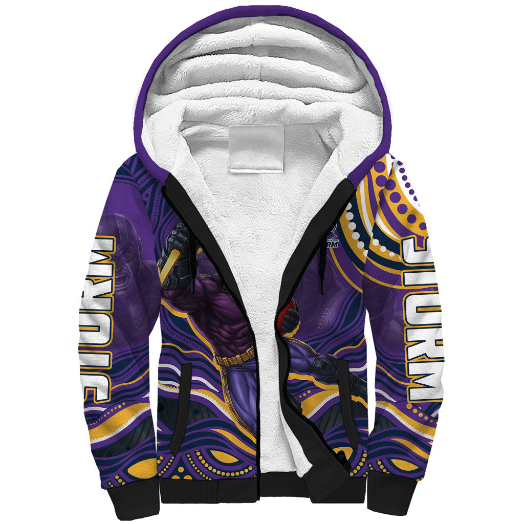 Personalized Gold Coast Titans Sherpa Hoodie Aboriginal Dot Art - Dreamtime Rugby Mascot