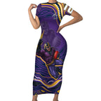 Personalized Gold Coast Titans Short Sleeve Bodycon Dress Aboriginal Dot Art - Dreamtime Rugby Mascot