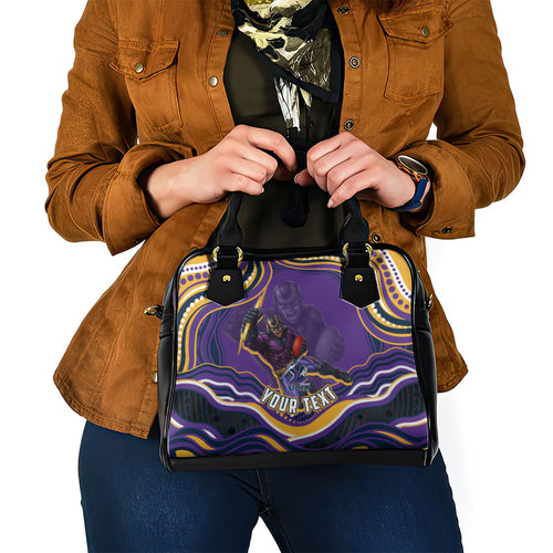 Personalized Gold Coast Titans Shoulder Handbag Aboriginal Dot Art - Dreamtime Rugby Mascot