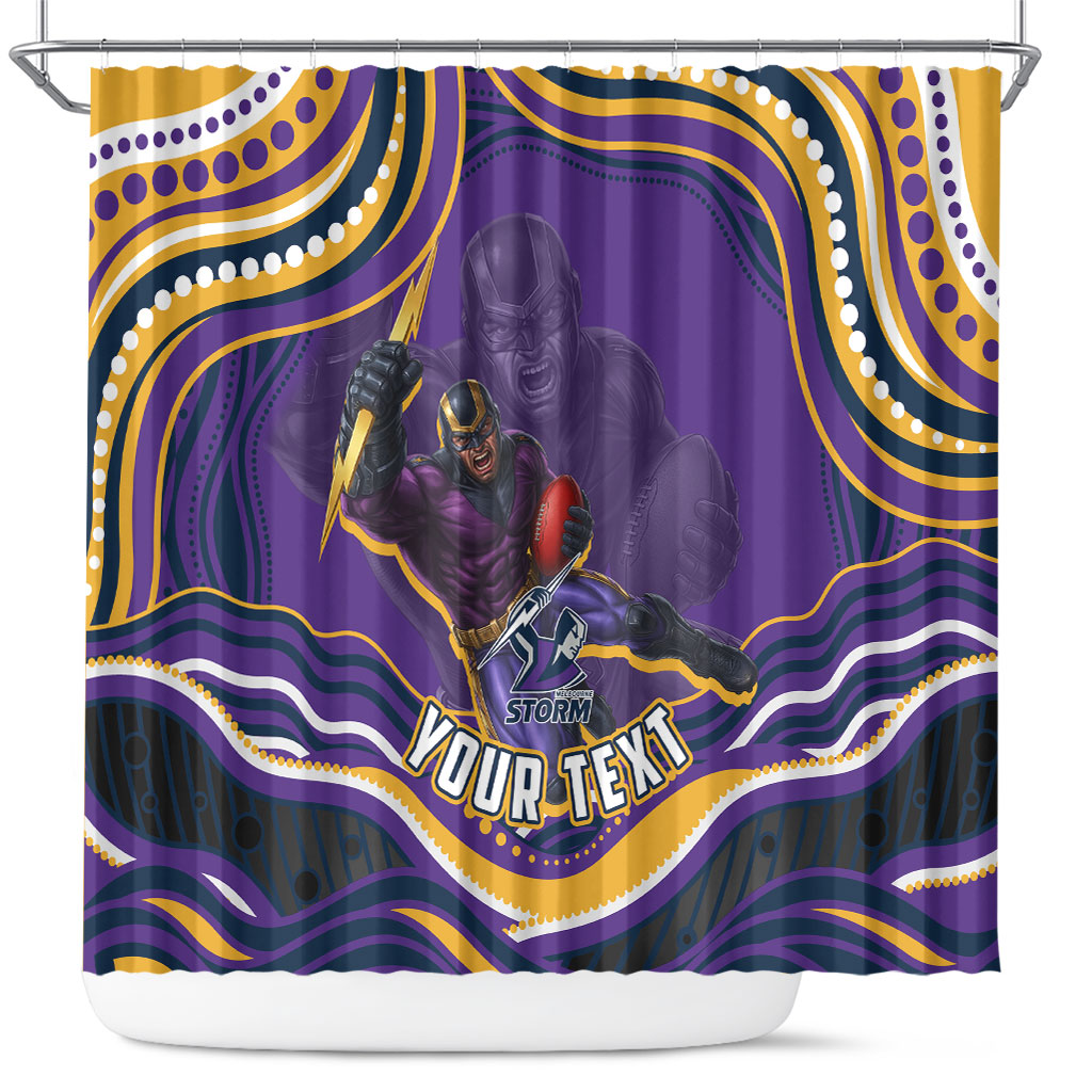 Personalized Gold Coast Titans Shower Curtain Aboriginal Dot Art - Dreamtime Rugby Mascot