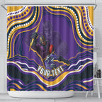 Personalized Gold Coast Titans Shower Curtain Aboriginal Dot Art - Dreamtime Rugby Mascot