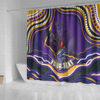 Personalized Gold Coast Titans Shower Curtain Aboriginal Dot Art - Dreamtime Rugby Mascot