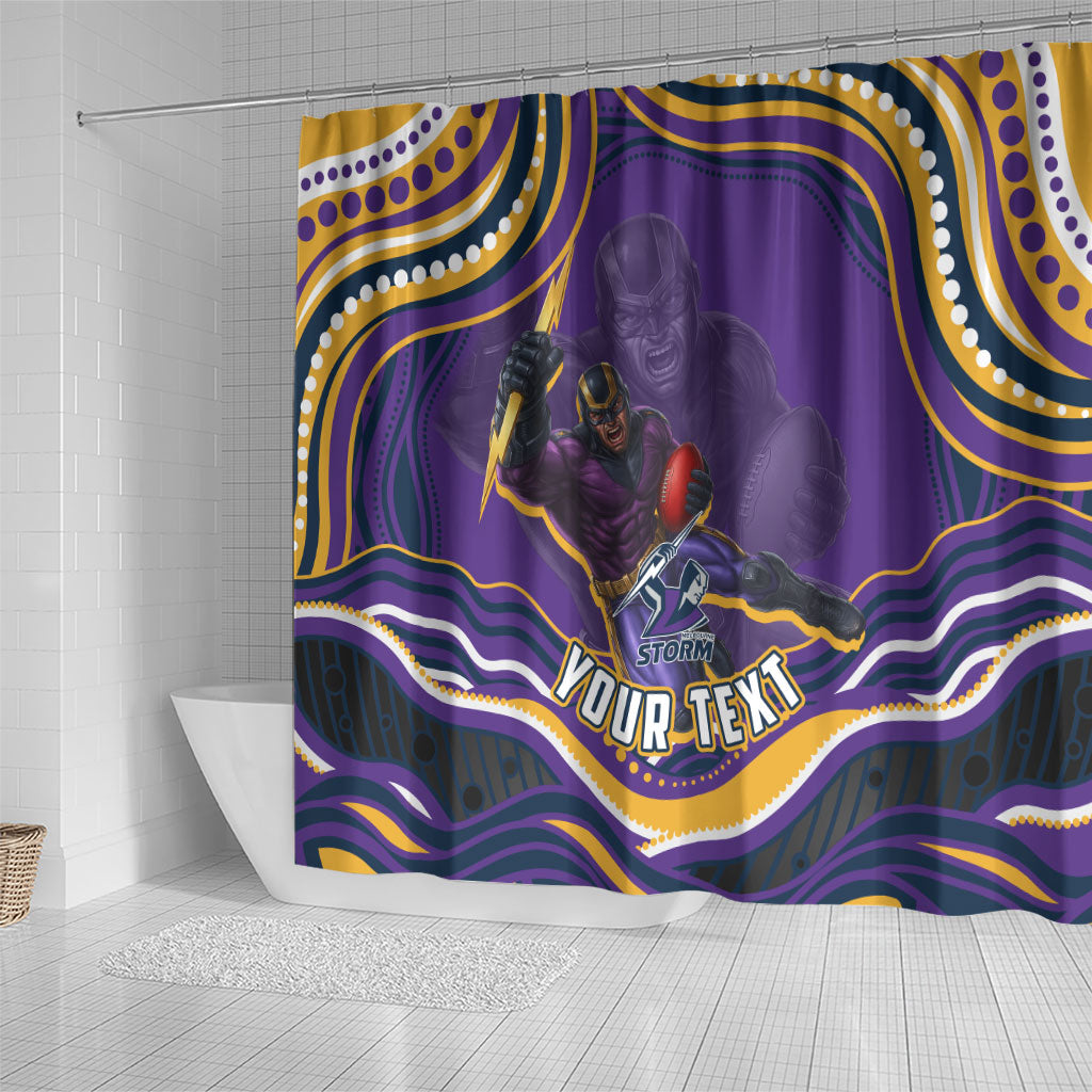 Personalized Gold Coast Titans Shower Curtain Aboriginal Dot Art - Dreamtime Rugby Mascot