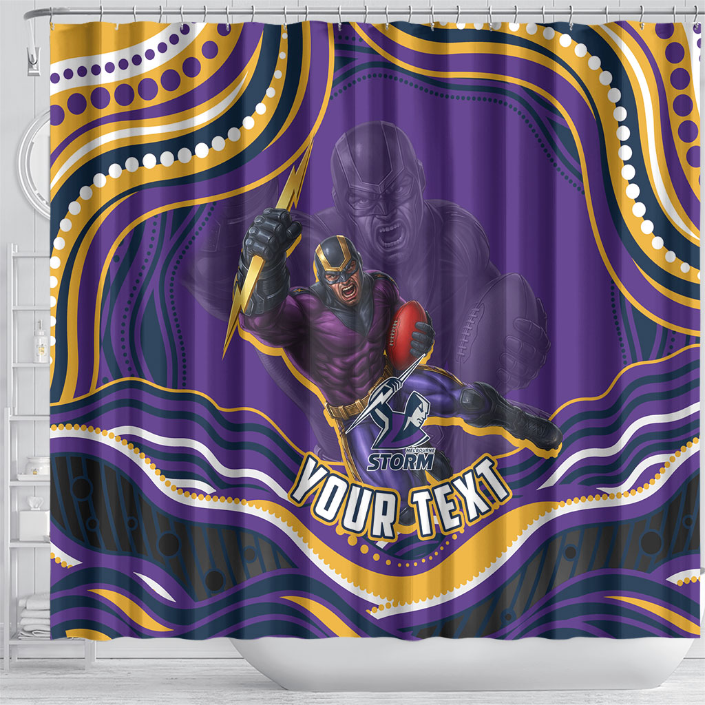 Personalized Gold Coast Titans Shower Curtain Aboriginal Dot Art - Dreamtime Rugby Mascot