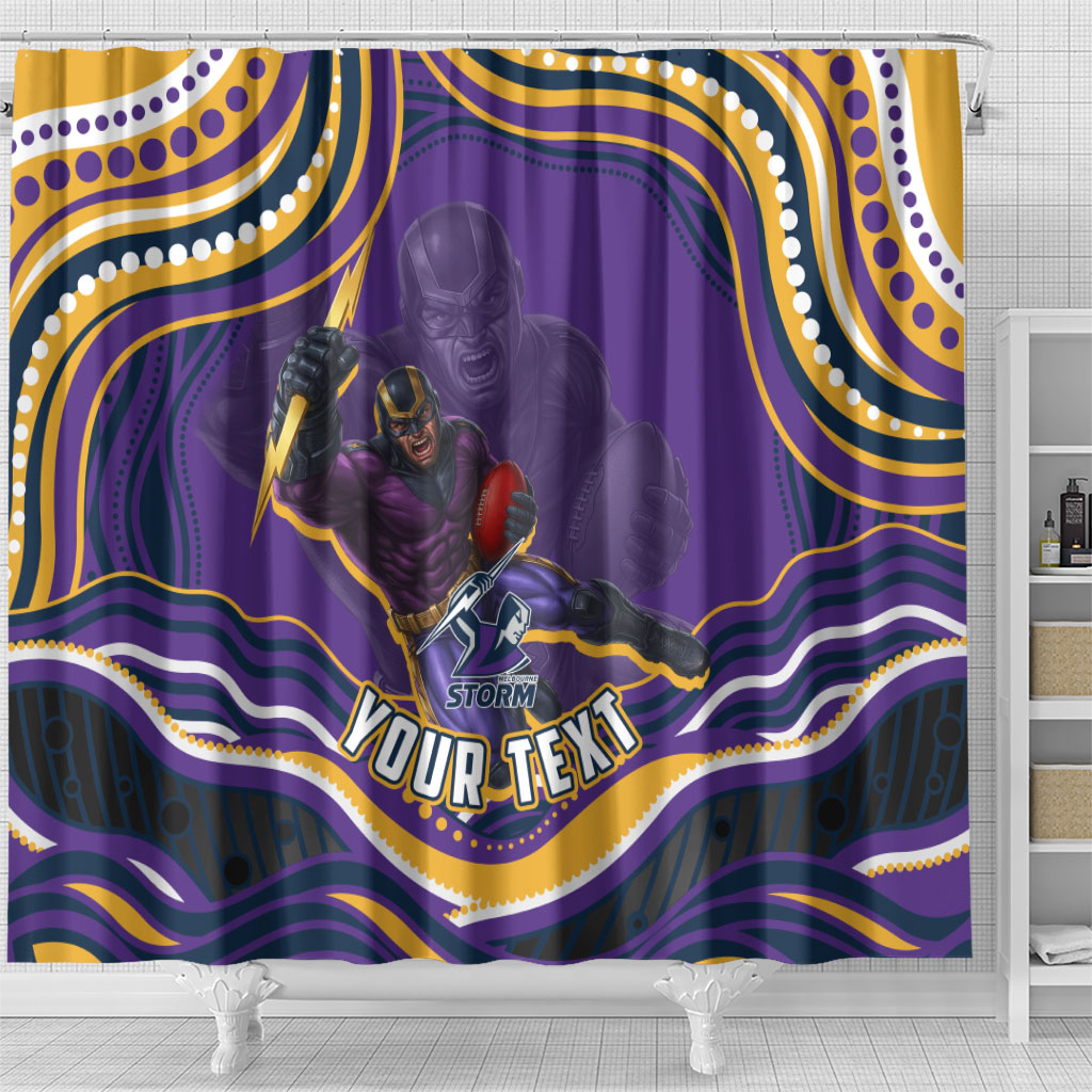 Personalized Gold Coast Titans Shower Curtain Aboriginal Dot Art - Dreamtime Rugby Mascot