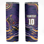Personalized Gold Coast Titans Skinny Tumbler Aboriginal Dot Art - Dreamtime Rugby Mascot