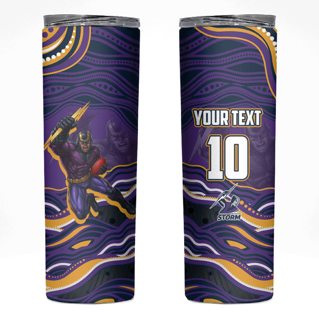 Personalized Gold Coast Titans Skinny Tumbler Aboriginal Dot Art - Dreamtime Rugby Mascot