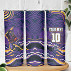 Personalized Gold Coast Titans Skinny Tumbler Aboriginal Dot Art - Dreamtime Rugby Mascot