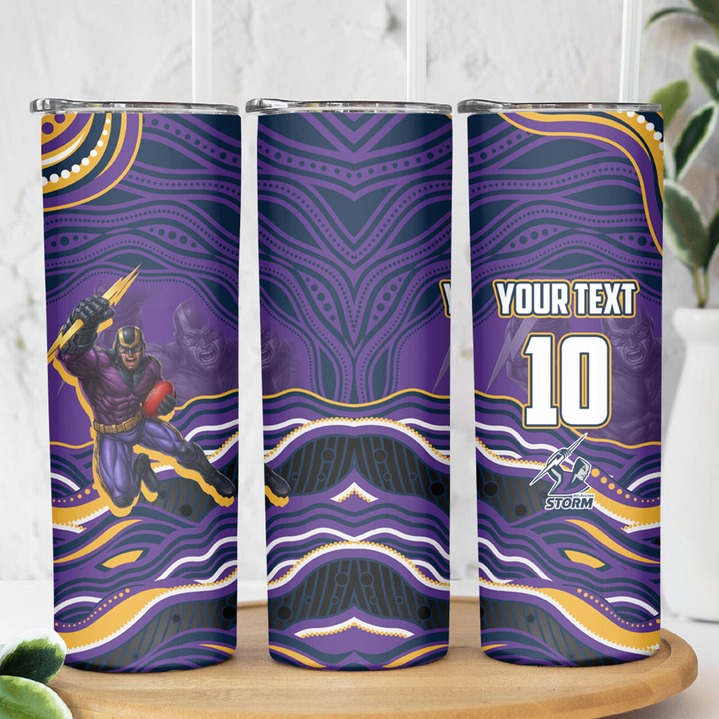 Personalized Gold Coast Titans Skinny Tumbler Aboriginal Dot Art - Dreamtime Rugby Mascot