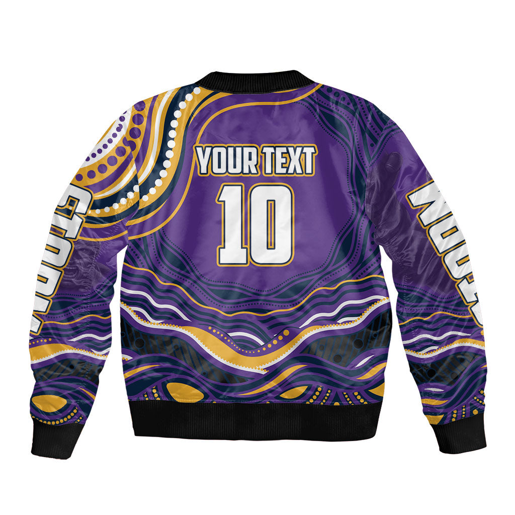 Personalized Gold Coast Titans Sleeve Zip Bomber Jacket Aboriginal Dot Art - Dreamtime Rugby Mascot