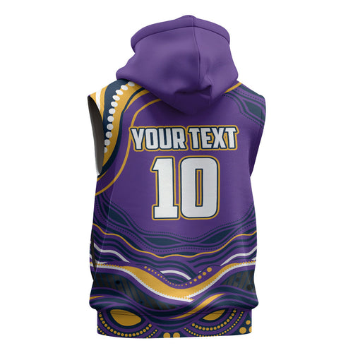 Personalized Gold Coast Titans Sleeveless Hoodie Aboriginal Dot Art - Dreamtime Rugby Mascot