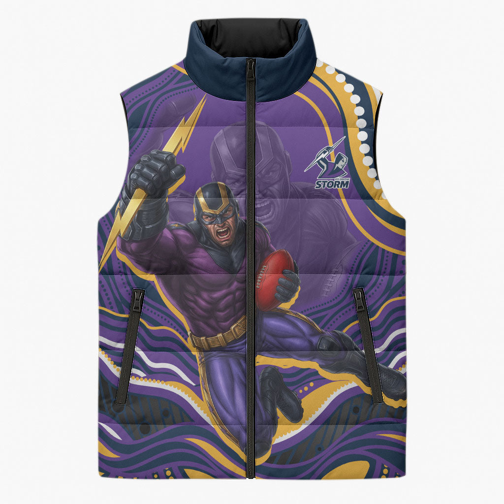 Personalized Gold Coast Titans Sleeveless Puffer Jacket Aboriginal Dot Art - Dreamtime Rugby Mascot