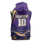 Personalized Gold Coast Titans Sleeveless Zip Hoodie Aboriginal Dot Art - Dreamtime Rugby Mascot