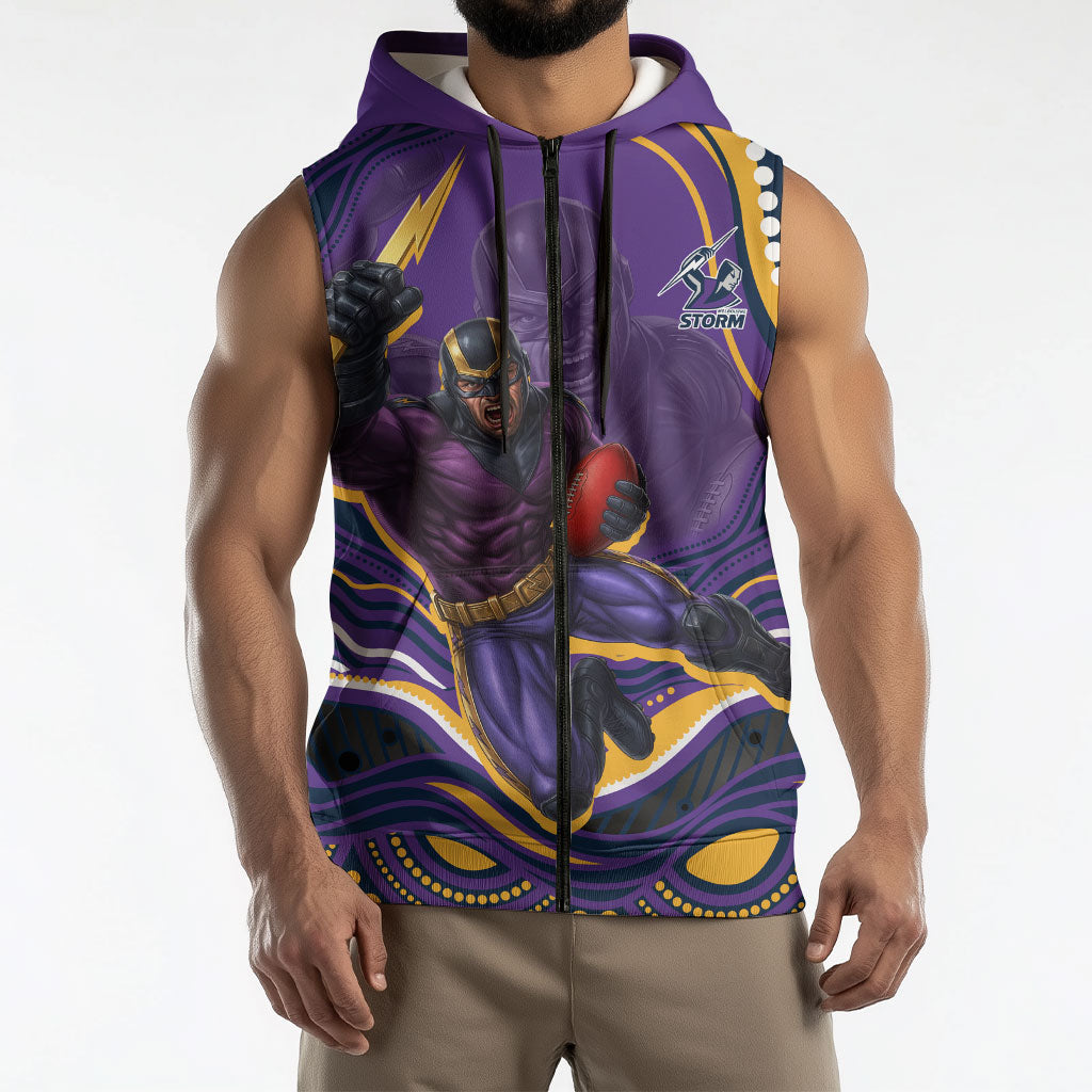 Personalized Gold Coast Titans Sleeveless Zip Hoodie Aboriginal Dot Art - Dreamtime Rugby Mascot