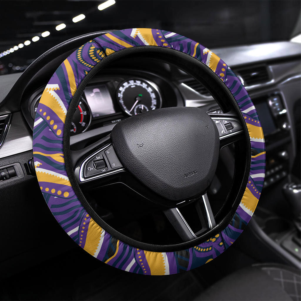 Gold Coast Titans Steering Wheel Cover Aboriginal Dot Art - Dreamtime Rugby Mascot