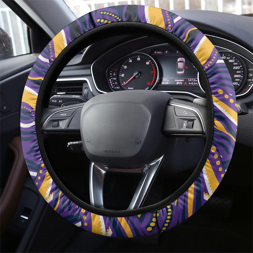 Gold Coast Titans Steering Wheel Cover Aboriginal Dot Art - Dreamtime Rugby Mascot